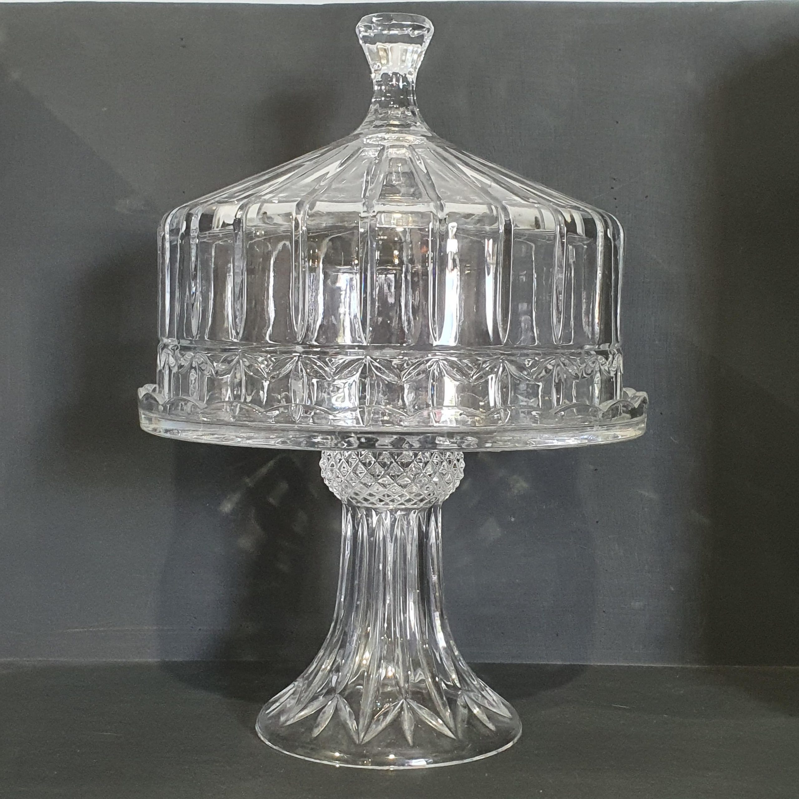 Antique Golden Glass Cake Stand With glass dome, dessert/cupcake display  stand, 25 cm