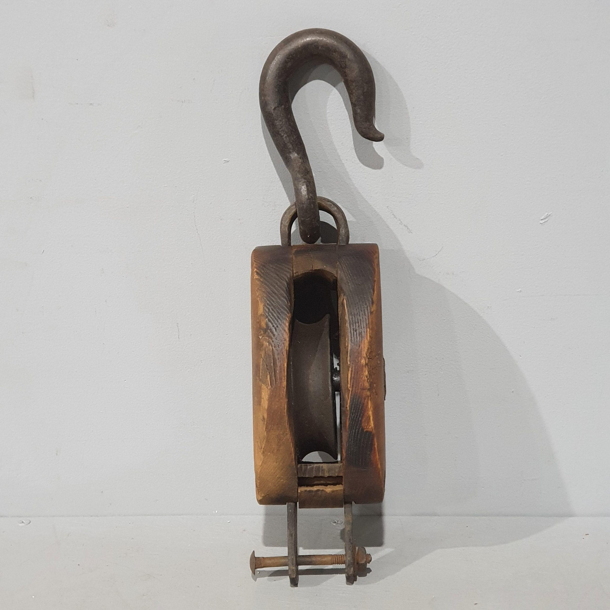 Vintage American Wooden Block and Tackle Pulley