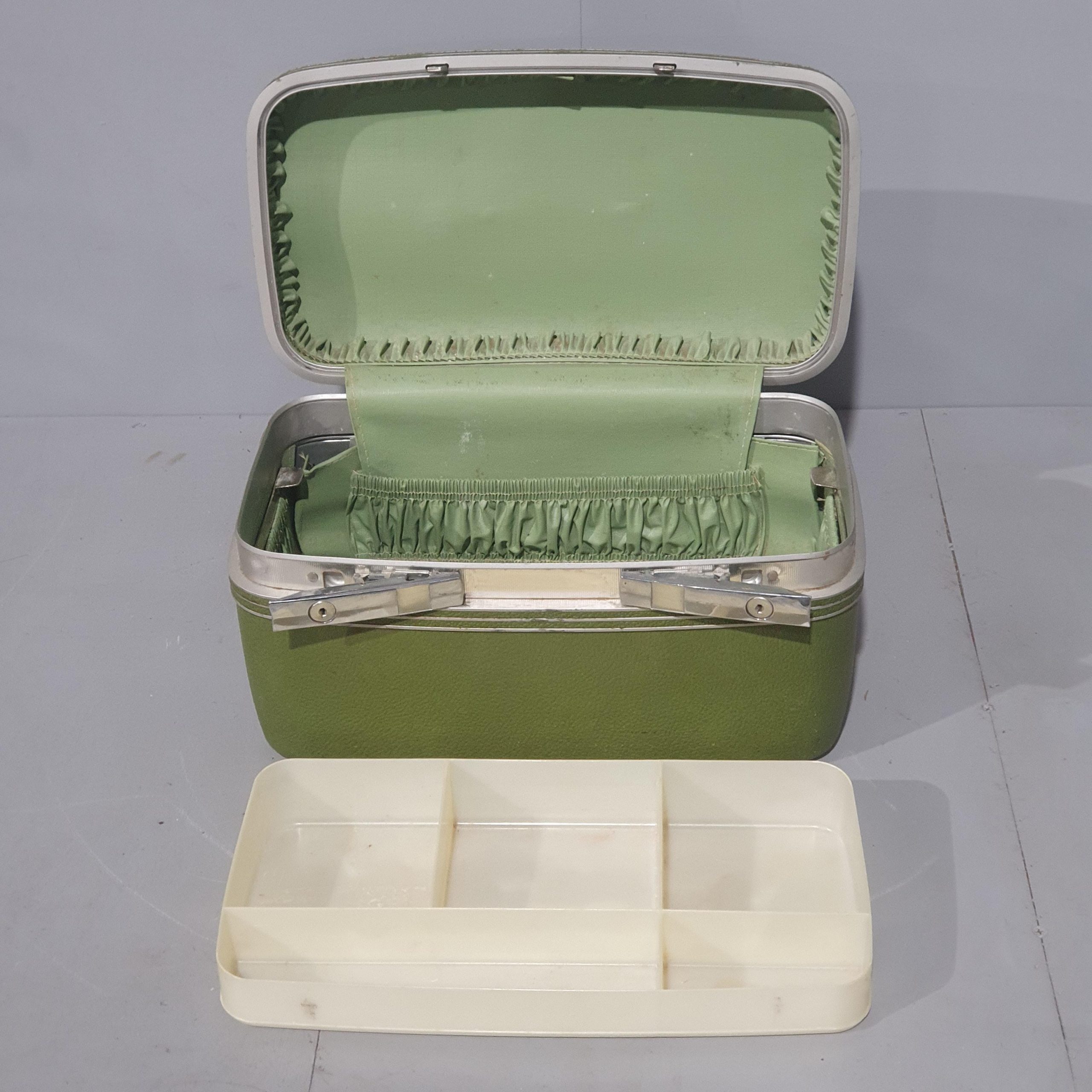 Make up Case vintage hard shell vanity Case luggage box container with tray